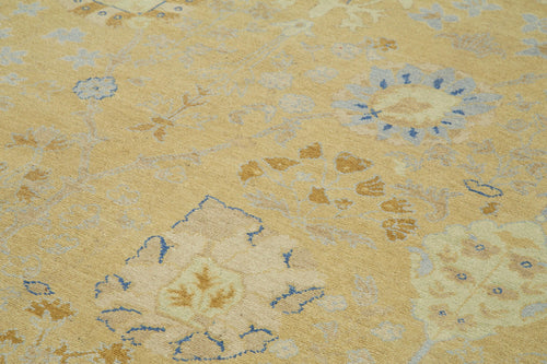 Handmade Area Rug – Classic Beige Turkish Hand Woven Cotton Wool Carpet 8'11''x12'