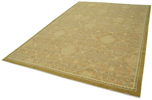 Tebriz Yellow Classic Cotton Wool Handmade Area Rug 9'2'' x 12'1''