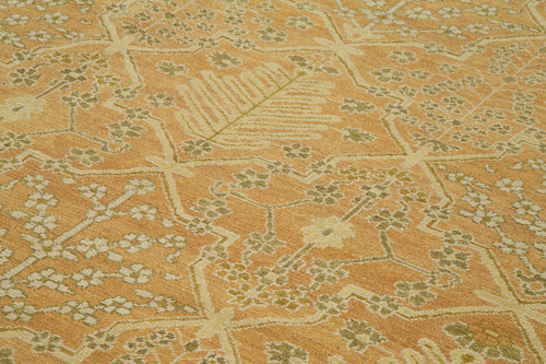 Tebriz Yellow Classic Cotton Wool Handmade Area Rug 9'2'' x 12'1''