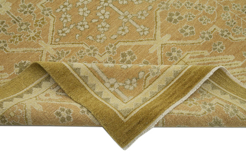 Tebriz Yellow Classic Cotton Wool Handmade Area Rug 9'2'' x 12'1''