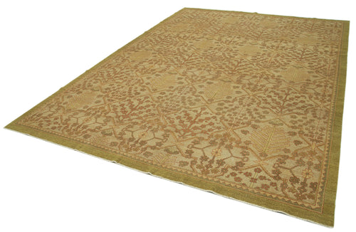 Tebriz Yellow Classic Cotton Wool Handmade Area Rug 9'1'' x 12'3''