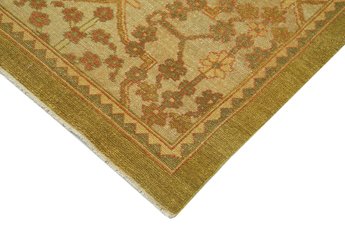 Tebriz Yellow Classic Cotton Wool Handmade Area Rug 9'1'' x 12'3''