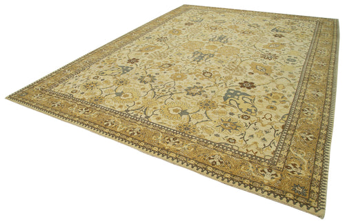 Tebriz Beige Classic Cotton Wool Handmade Area Rug 9'10'' x 14'1''