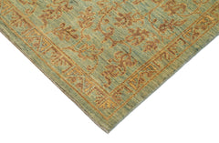 Tebriz Green Classic Cotton Wool Handmade Area Rug 6'0'' x 8'7''