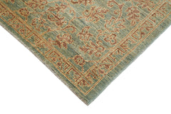Handmade Area Rug – Classic Green Wool Cotton Vintage Turkish Carpet 6'x8'8''