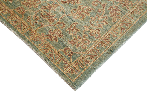 Handmade Area Rug – Classic Green Wool Cotton Vintage Turkish Carpet 6'x8'8''