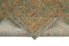 Handmade Area Rug – Classic Green Wool Cotton Vintage Turkish Carpet 6'x8'8''