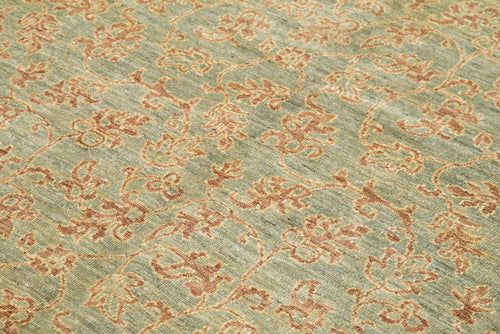 Tebriz Green Classic Cotton Wool Handmade Area Rug 6'2'' x 8'7''