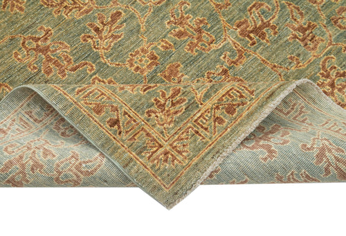 Tebriz Green Classic Cotton Wool Handmade Area Rug 6'2'' x 8'7''