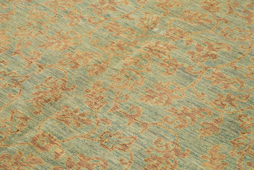 Tebriz Green Classic Cotton Wool Handmade Area Rug 6'2'' x 8'10''