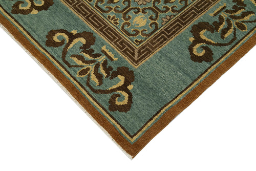 Handmade Area Rug – Classic Turkish Carpet 6'x8'1'' Turquoise Wool Cotton