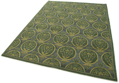Handmade Area Rug - Tebriz Green Classic Wool Cotton Rug 5'11''x8'0''