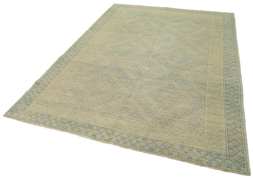 Tebriz Blue Classic Cotton Wool Handmade Area Rug 6'2'' x 8'10''
