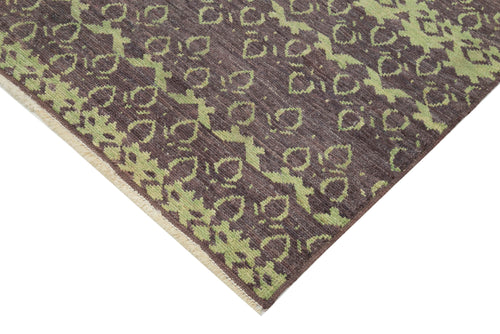 Tebriz Purple Classic Cotton Wool Handmade Area Rug 6'3'' x 8'6''