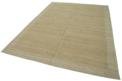 Tebriz Beige Classic Cotton Wool Handmade Area Rug 7'1'' x 9'11''