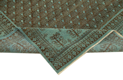 Handmade Area Rug – Tebriz Turquoise Classic Wool Cotton Carpet 7'10''x9'10''