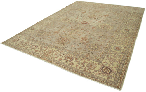 Handmade Area Rug – Classic Beige Turkish Hand Knotted Cotton Wool Carpet 9'9''x12'8''