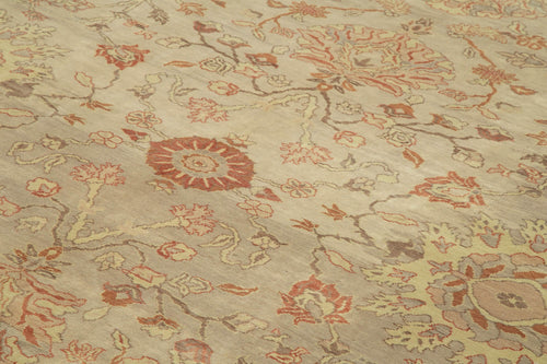 Handmade Area Rug – Classic Beige Turkish Hand Knotted Cotton Wool Carpet 9'9''x12'8''