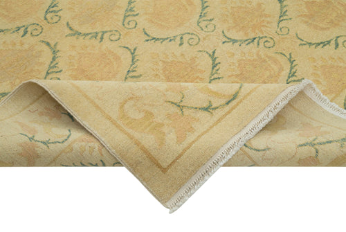 Tebriz Beige Classic Cotton Wool Handmade Area Rug 7'7'' x 9'2''