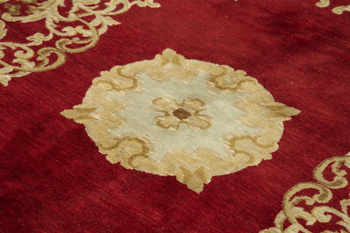 Tebriz Red Classic Cotton Wool Handmade Area Rug 8'2'' x 10'4''
