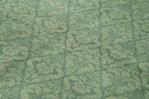 Handmade Area Rug – Tebriz Classic Turquoise Cotton Wool Vintage Carpet 8'6''x11'10''