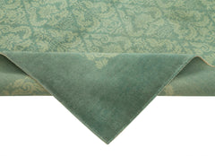 Handmade Area Rug – Tebriz Classic Turquoise Cotton Wool Vintage Carpet 8'6''x11'10''