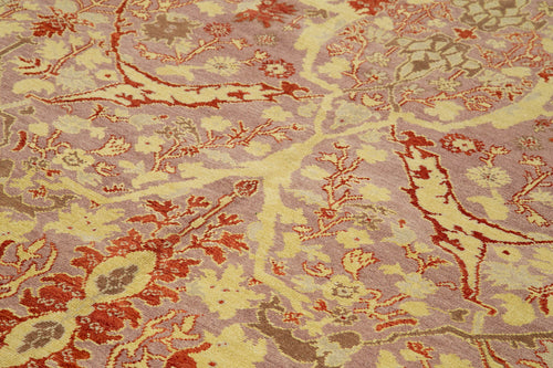 Tebriz Purple Classic Cotton Wool Handmade Area Rug 7'10'' x 10'1''