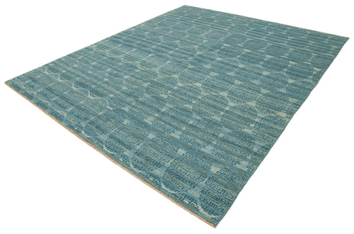 Handmade Area Rug – Classic Blue Tebriz Wool Cotton Rug 8'4''x9'10'' by Agacan