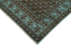 Handmade Area Rug - Tebriz Turquoise Vintage Hand Knotted Wool Carpet 5'11''x8'11''
