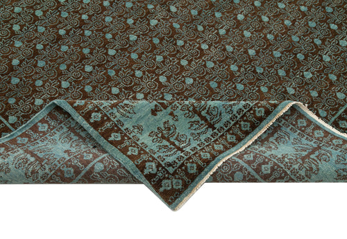 Handmade Area Rug - Tebriz Turquoise Vintage Hand Knotted Wool Carpet 5'11''x8'11''