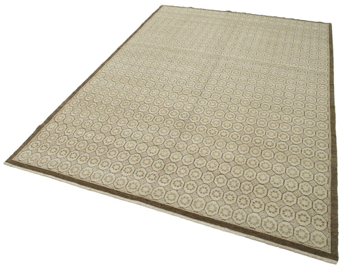 Tebriz Beige Classic Cotton Wool Handmade Area Rug 5'11'' x 9'0''