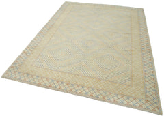 Tebriz Beige Classic Cotton Wool Handmade Area Rug 6'2'' x 8'9''
