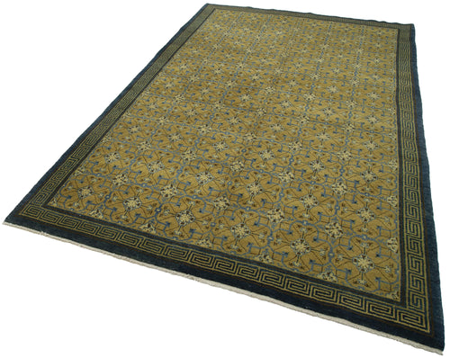 Tebriz Green Classic Cotton Wool Handmade Area Rug 5'10'' x 9'3''