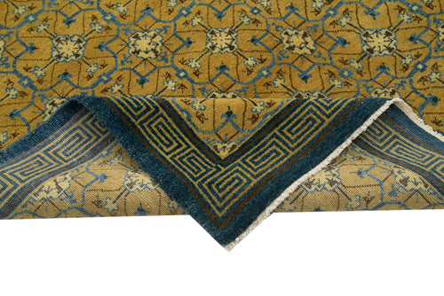 Tebriz Green Classic Cotton Wool Handmade Area Rug 5'10'' x 9'3''