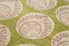 Tebriz Green Classic Cotton Wool Handmade Area Rug 6'0'' x 8'11''
