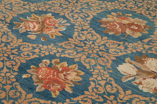 Tebriz Blue Classic Cotton Wool Handmade Area Rug 8'2'' x 9'9''