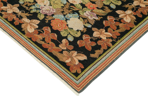 Tebriz Black Classic Cotton Wool Handmade Area Rug 7'4'' x 10'0''