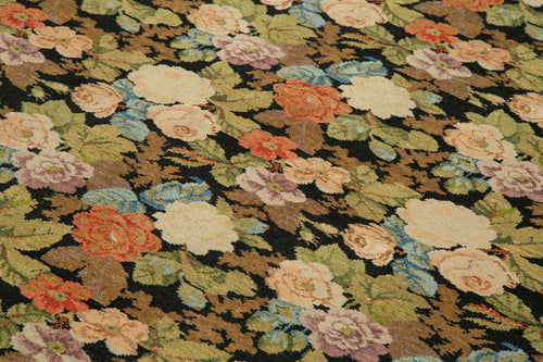 Tebriz Black Classic Cotton Wool Handmade Area Rug 7'4'' x 10'0''