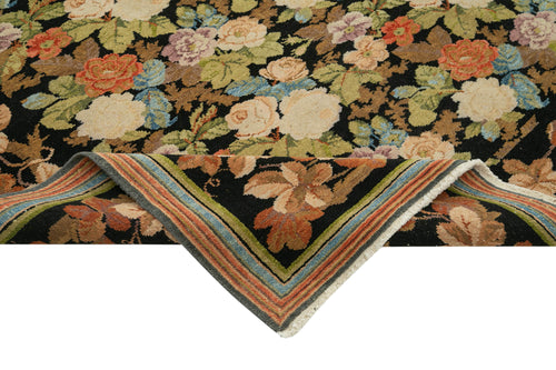 Tebriz Black Classic Cotton Wool Handmade Area Rug 7'4'' x 10'0''