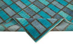 Handmade Area Rug - Classic Turquoise Turkish Wool Rug 8'11''x11'6'' Cotton Wool Carpet