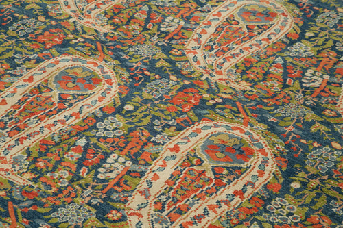 Handmade Area Rug - Tebriz Blue Classic Cotton Wool Vintage Carpet 7'11''x10'