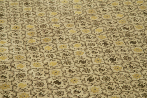 Tebriz Beige Classic Cotton Wool Handmade Area Rug 9'11'' x 15'4''