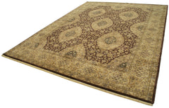 Tebriz Brown Classic Cotton Wool Handmade Area Rug 9'2'' x 12'2''