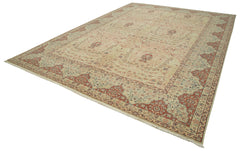 Tebriz Beige Classic Cotton Wool Handmade Area Rug 10'3'' x 13'10''