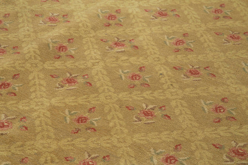 Tebriz Yellow Classic Cotton Wool Handmade Area Rug 9'1'' x 12'10''