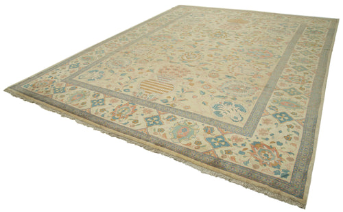 Tebriz Beige Classic Cotton Wool Handmade Area Rug 10'8'' x 13'9''