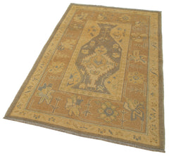 Tebriz Orange Classic Cotton Wool Handmade Area Rug 3'7'' x 5'9''