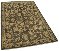 Tebriz Brown Classic Cotton Wool Handmade Area Rug 4'0'' x 5'11''