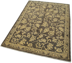 Tebriz Brown Classic Cotton Wool Handmade Area Rug 4'0'' x 5'11''