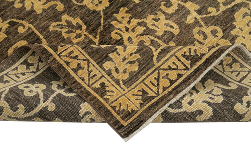 Tebriz Brown Classic Cotton Wool Handmade Area Rug 4'0'' x 5'11''